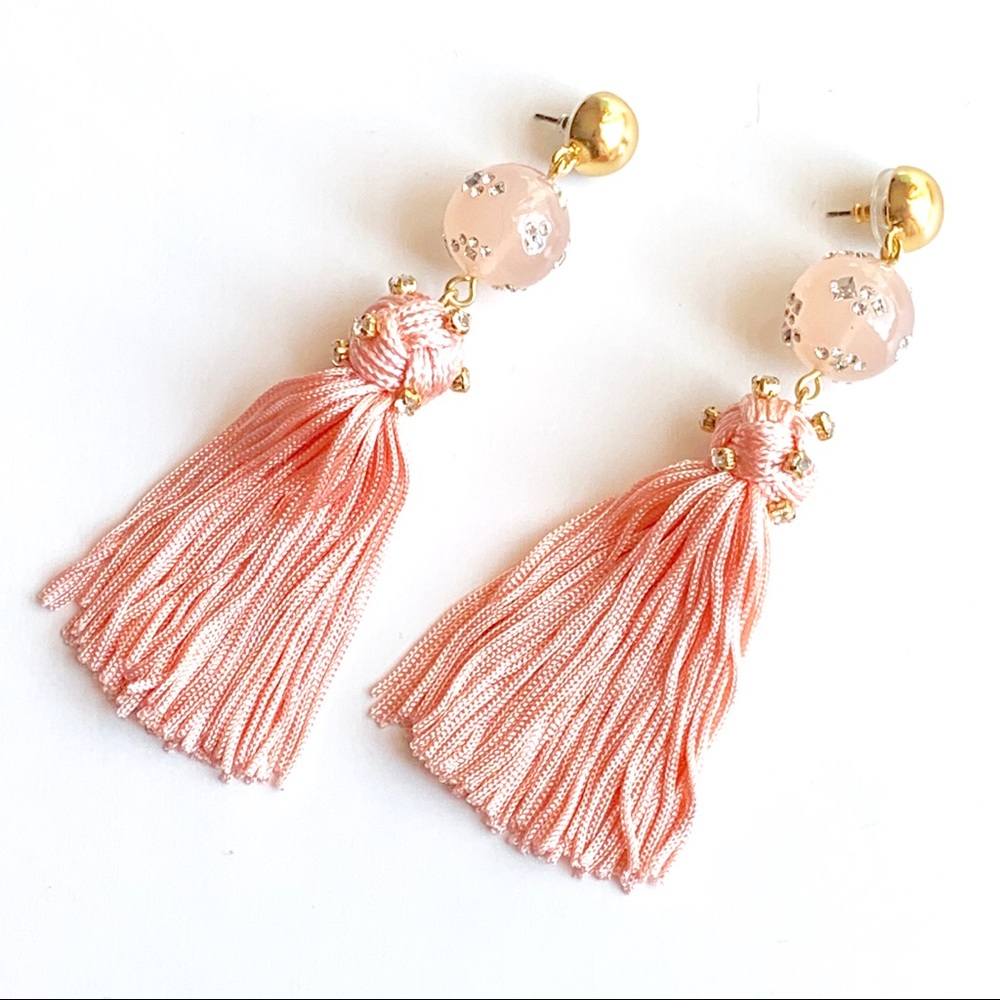 J. Crew Crystal Beaded Tassel Earrings